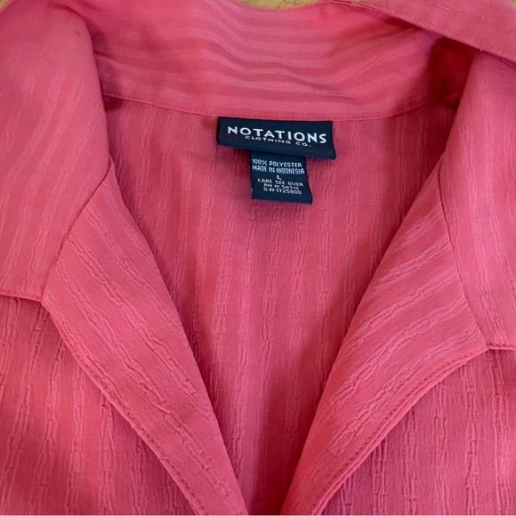 Notations Top Womens Large Pink-coral Sleeveless Button Collared V Neck - Picture 4 of 6